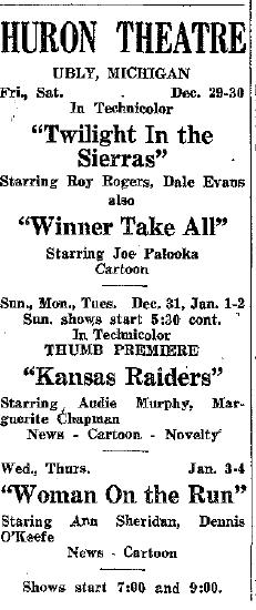 Huron Theatre - Old Ad From James Thompson (newer photo)